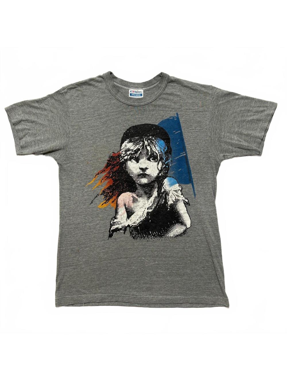 VTG 80s Les Misérables Musical 50/50 Paper Thin Graphic T-Shirt Men's M Gray